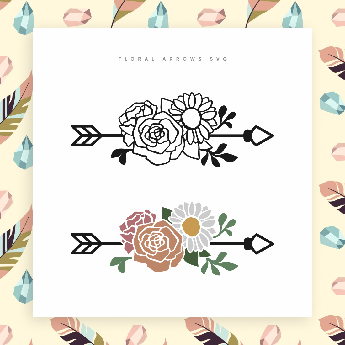 Free Floral Arrow SVG preview image.