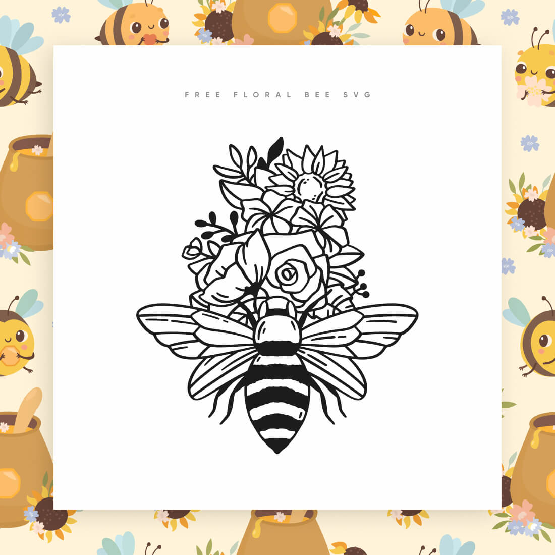 Free Floral Bee SVG cover.