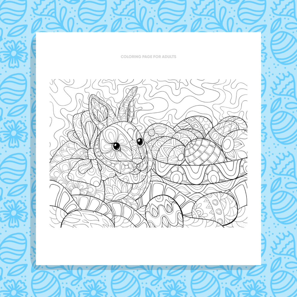 Rabbit with Eggs Coloring Page for Adults – MasterBundles