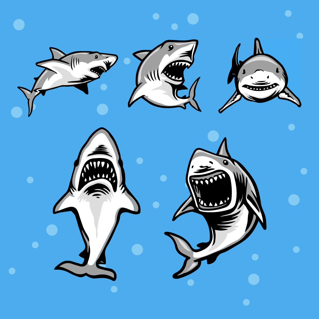 Shark SVG Files Bundle preview image.