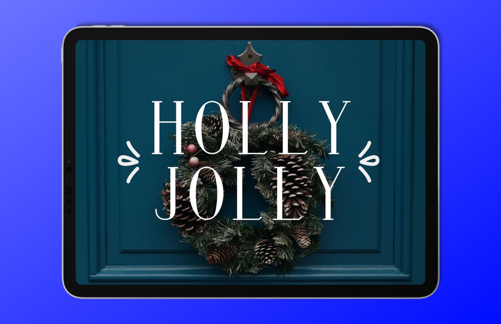 Wintery - A Serif Font Family "Holly Jolly Preview" On The Tablet.