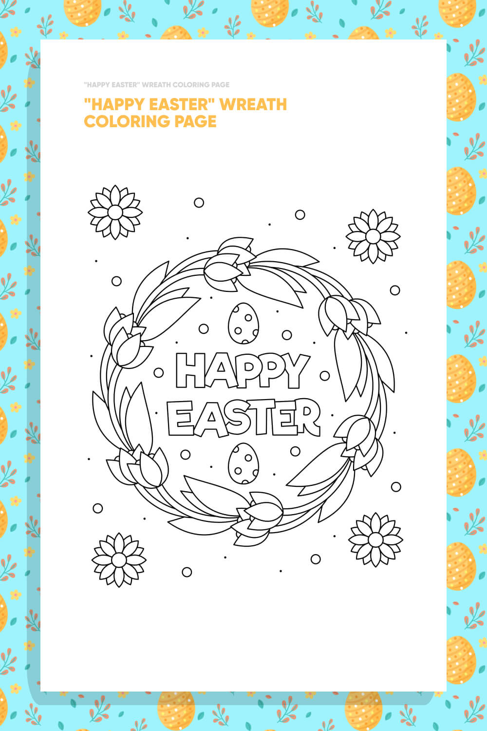 "Happy Easter" Wreath Coloring Page pinterest.