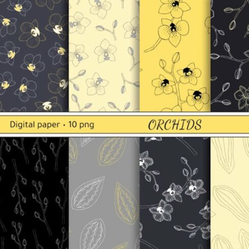 Floral Digital Paper in Pastel Yellow, Grey and White Tones cover image.