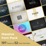 Massive Font Pack - 197 Fonts in 52 Font Families cover image.