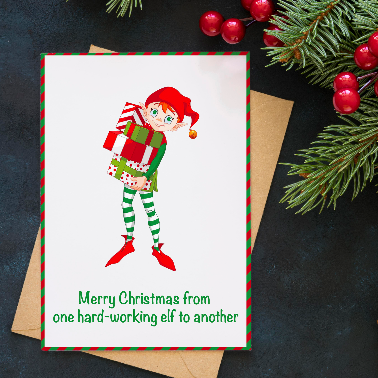 Free Christmas Card with Elf cover image.