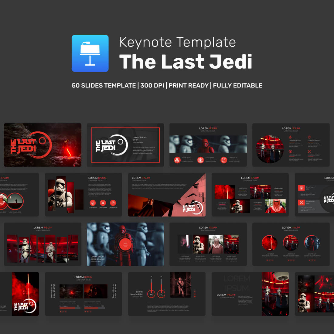 The Last Jedi Keynote Template cover.