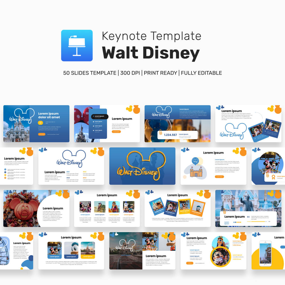 Walt Disney Keynote Template cover image.