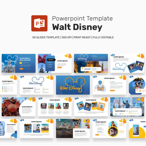 Walt Disney Powerpoint Template cover image.