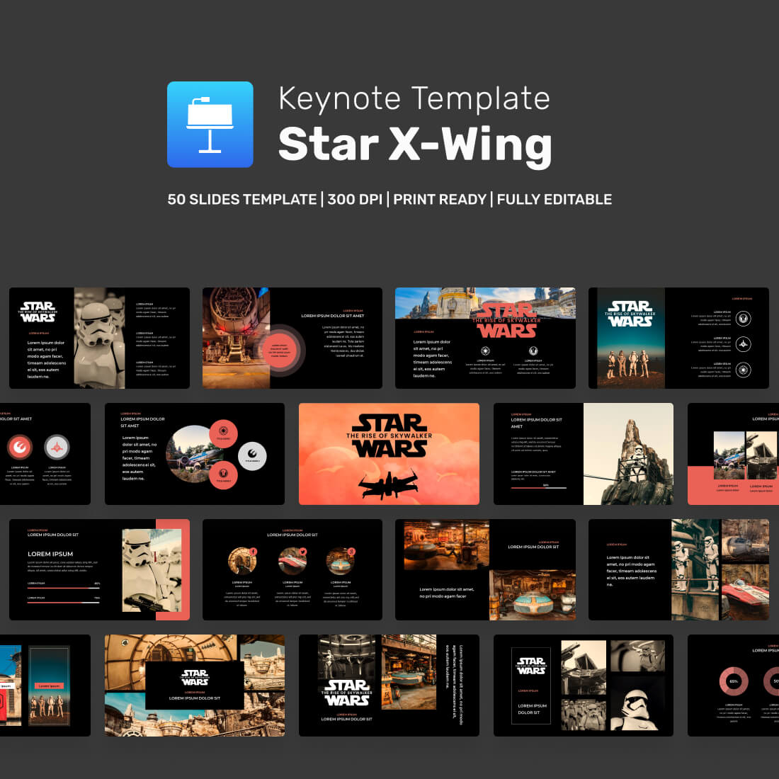 XWing Star Wars Keynote Template preview.