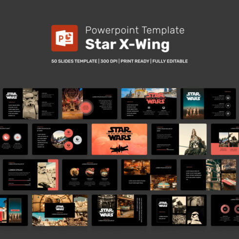 XWing Star Wars PowerPoint Template cover image.