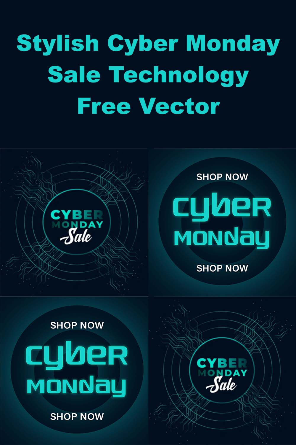 Glitch Cyber Monday Concept Free Vector pinterest image.