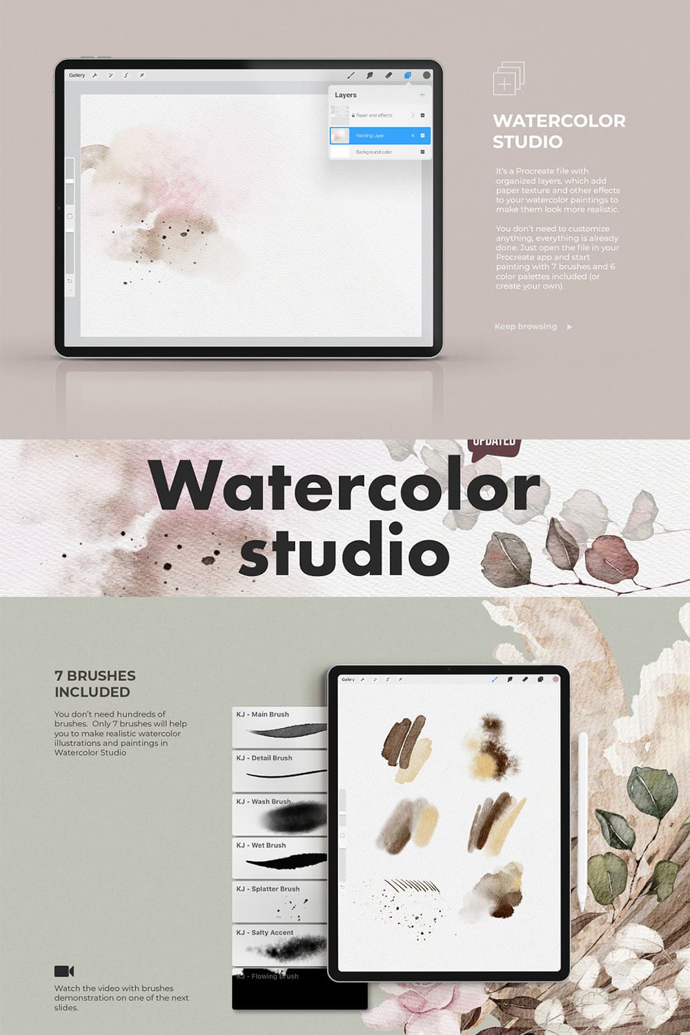 Watercolor Studio - Interface And Brush Preview.