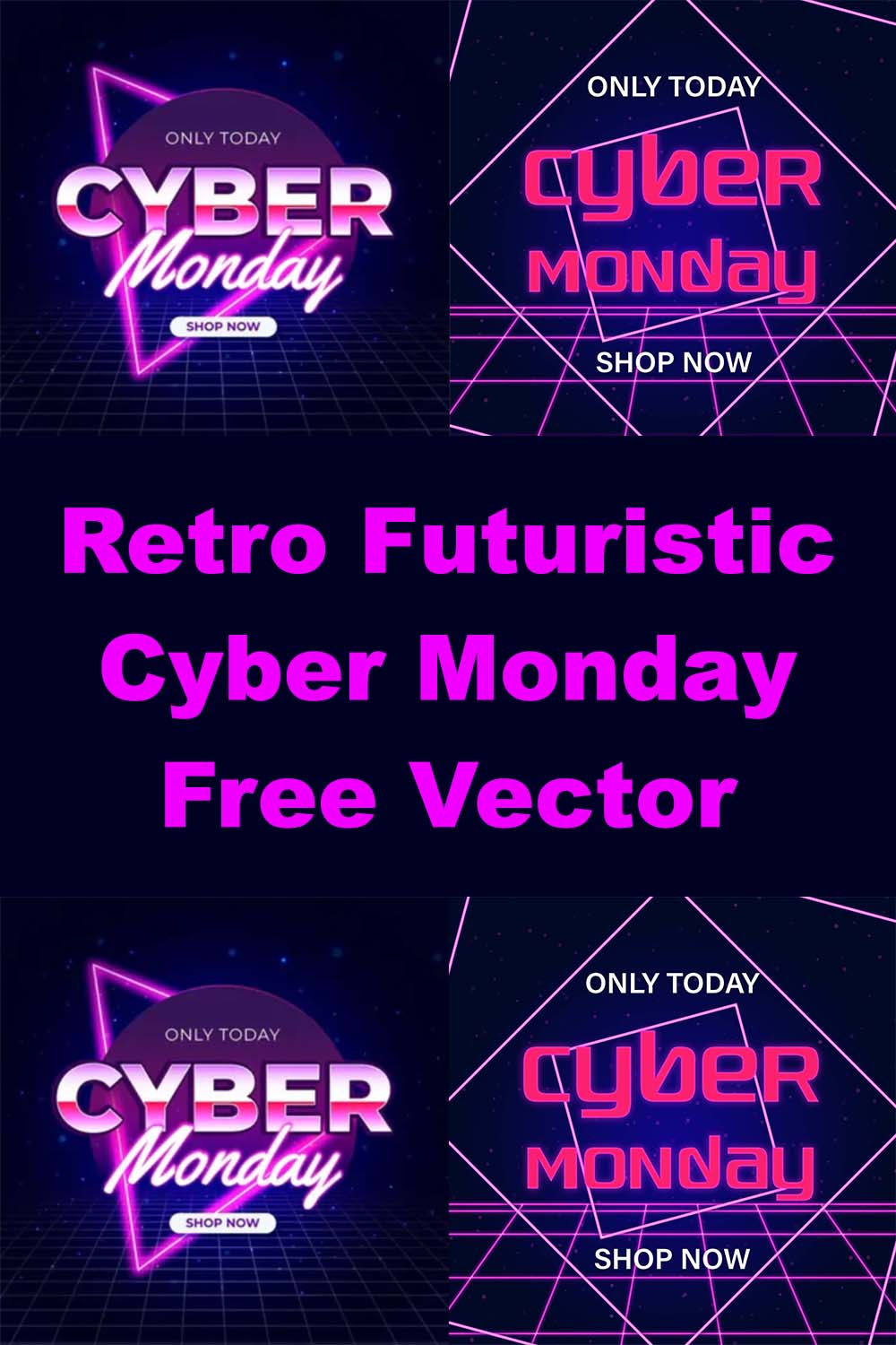 Retro Futuristic Cyber Monday Free Vector pinterest.