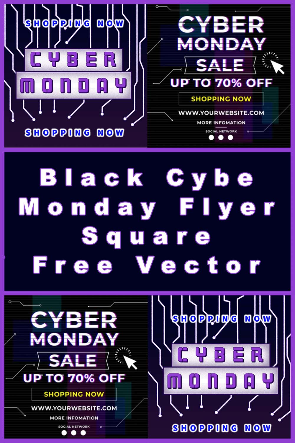 Black Cyber Monday Flyer Square Free Vector pinterest.