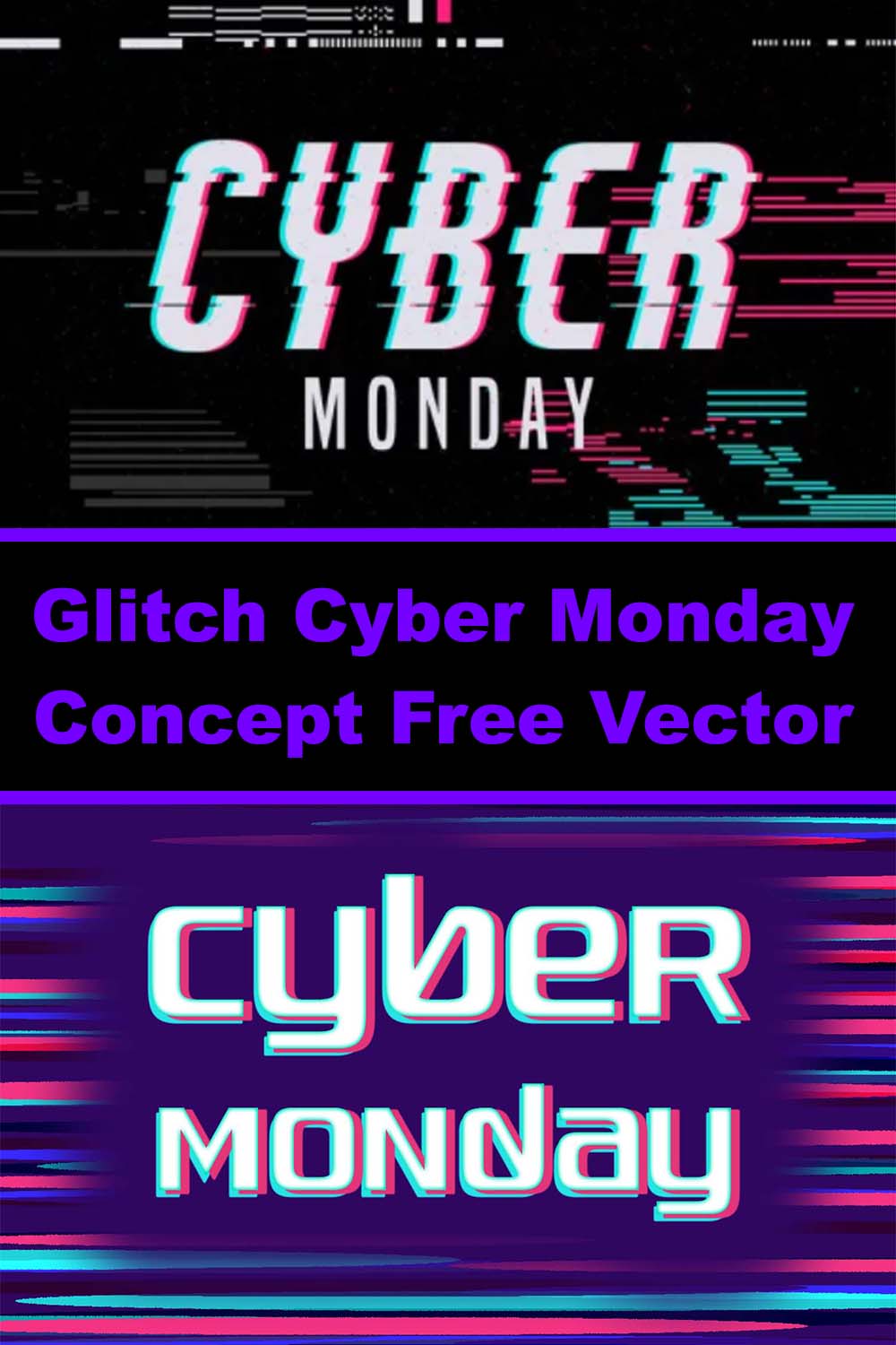 Glitch Cyber Monday Concept Free Vector pinterest.