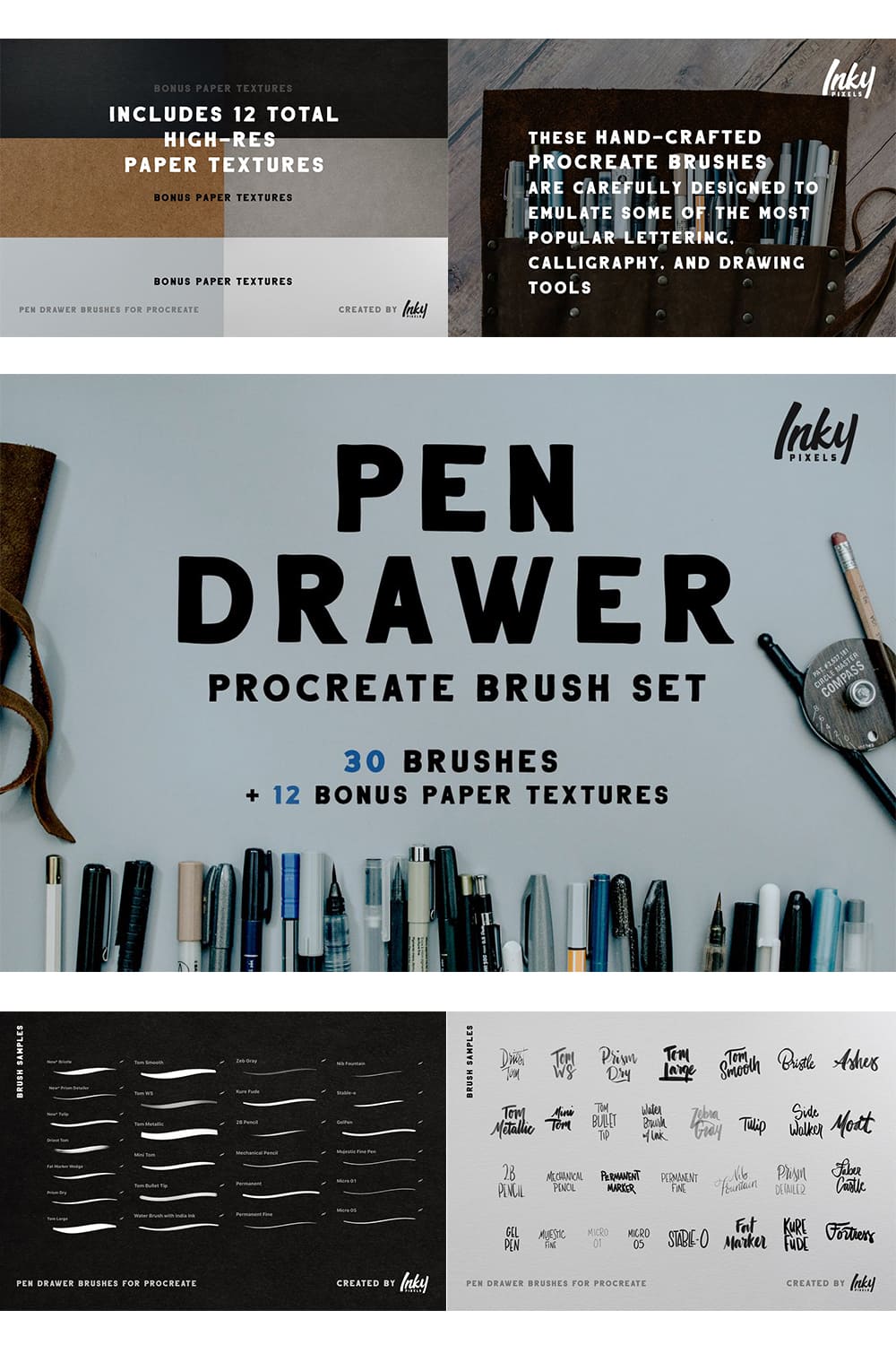 Pen Drawer Procreate Brush Set - Symbols And Brushes Preview.