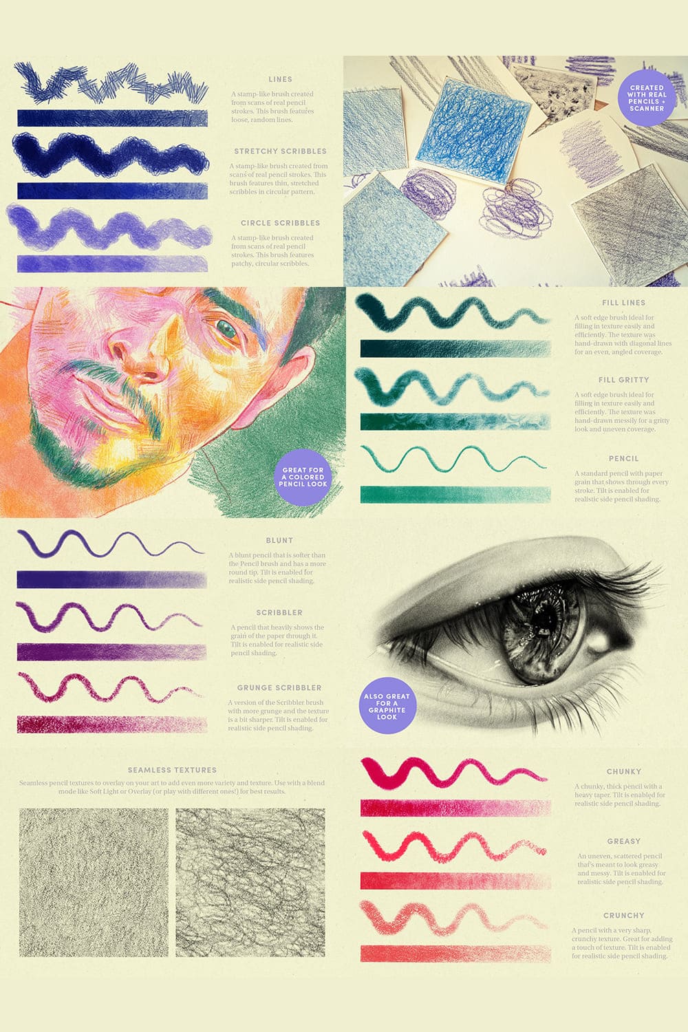 Pencil Pack Procreate Brushes - Beautiful Examples.