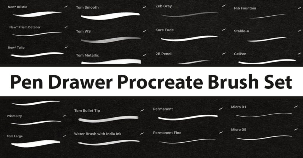 Pen Drawer Procreate Brush Set MasterBundles