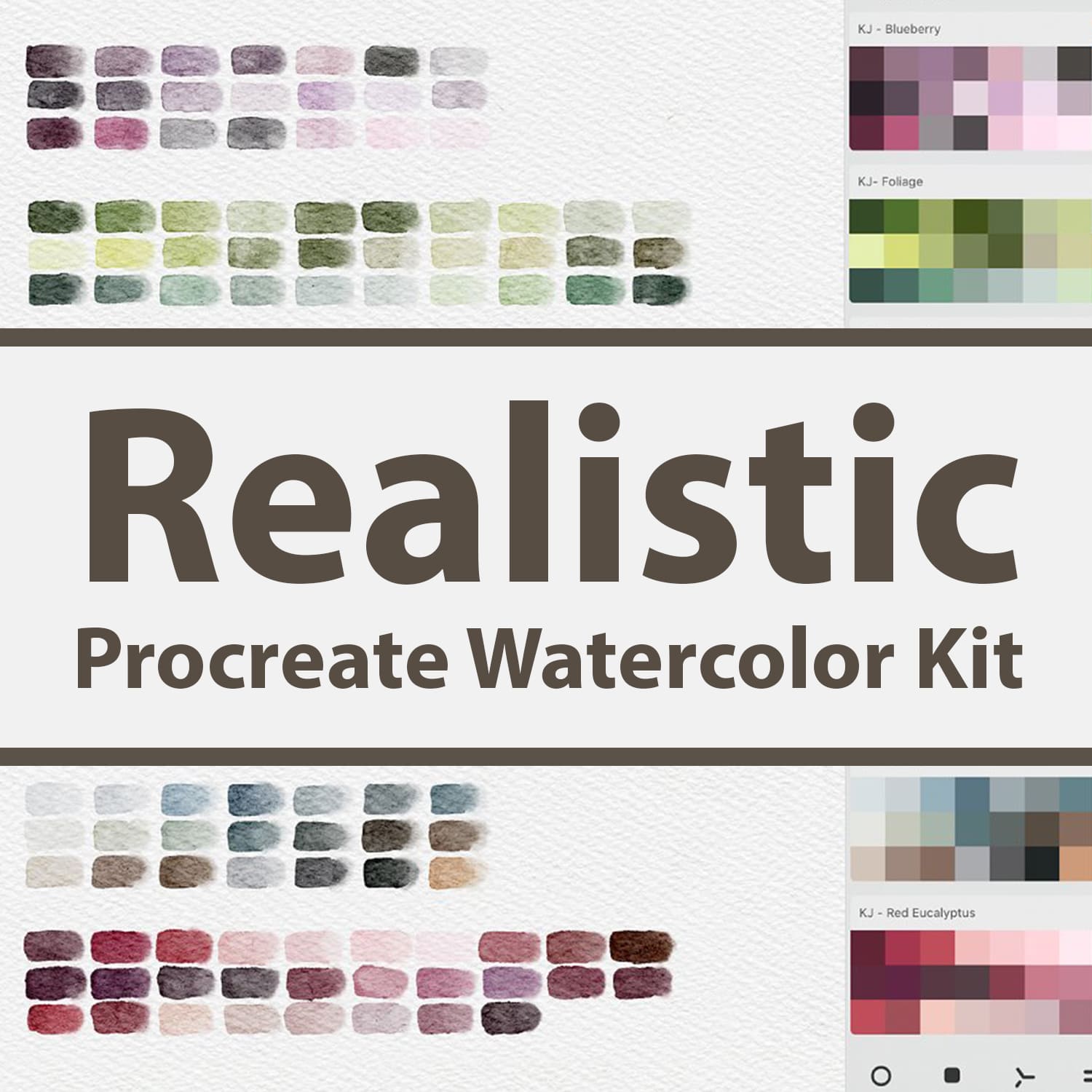 Realistic Procreate Watercolor Kit - Palette Preview.