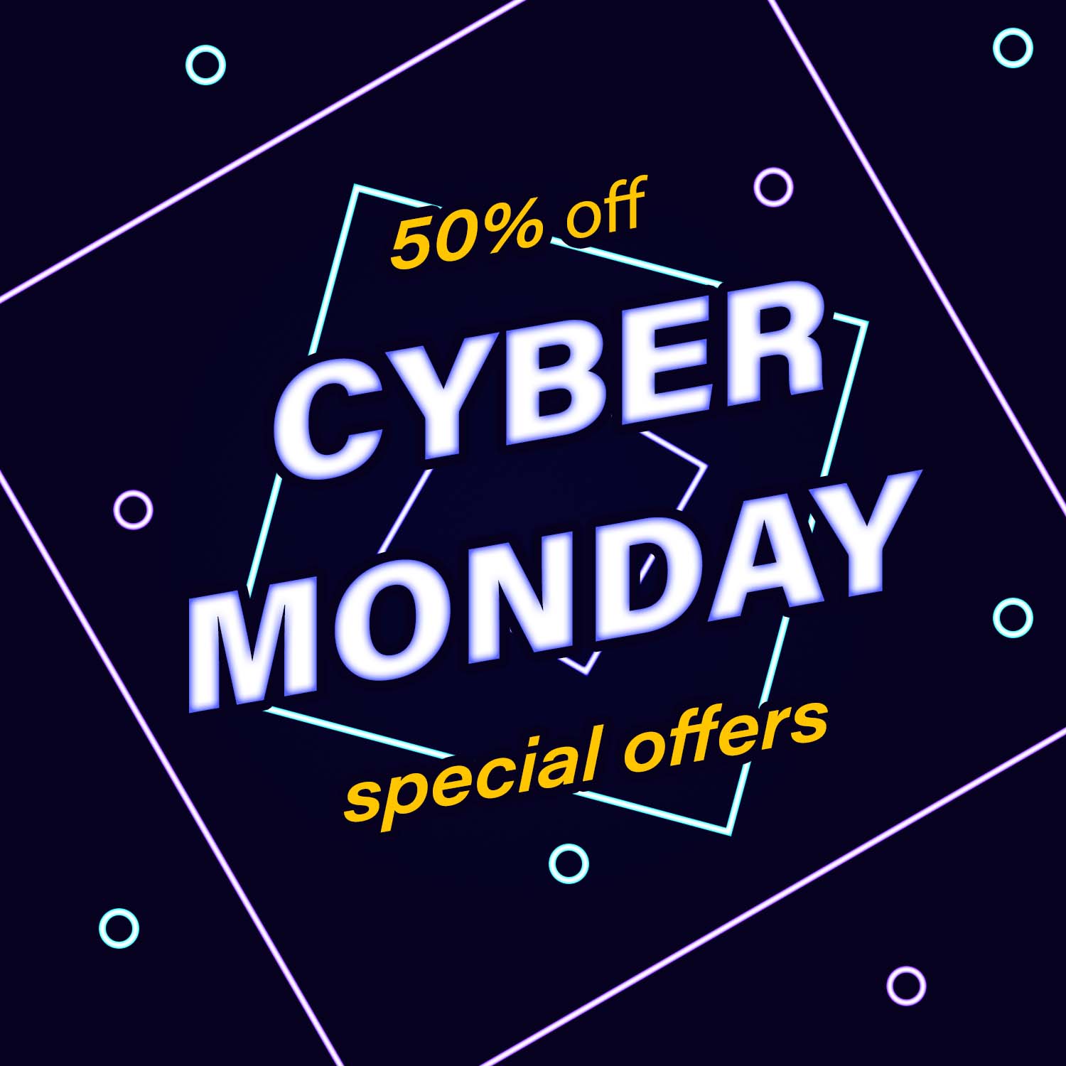 Cyber Monday Flyer Square Free Vector cover.