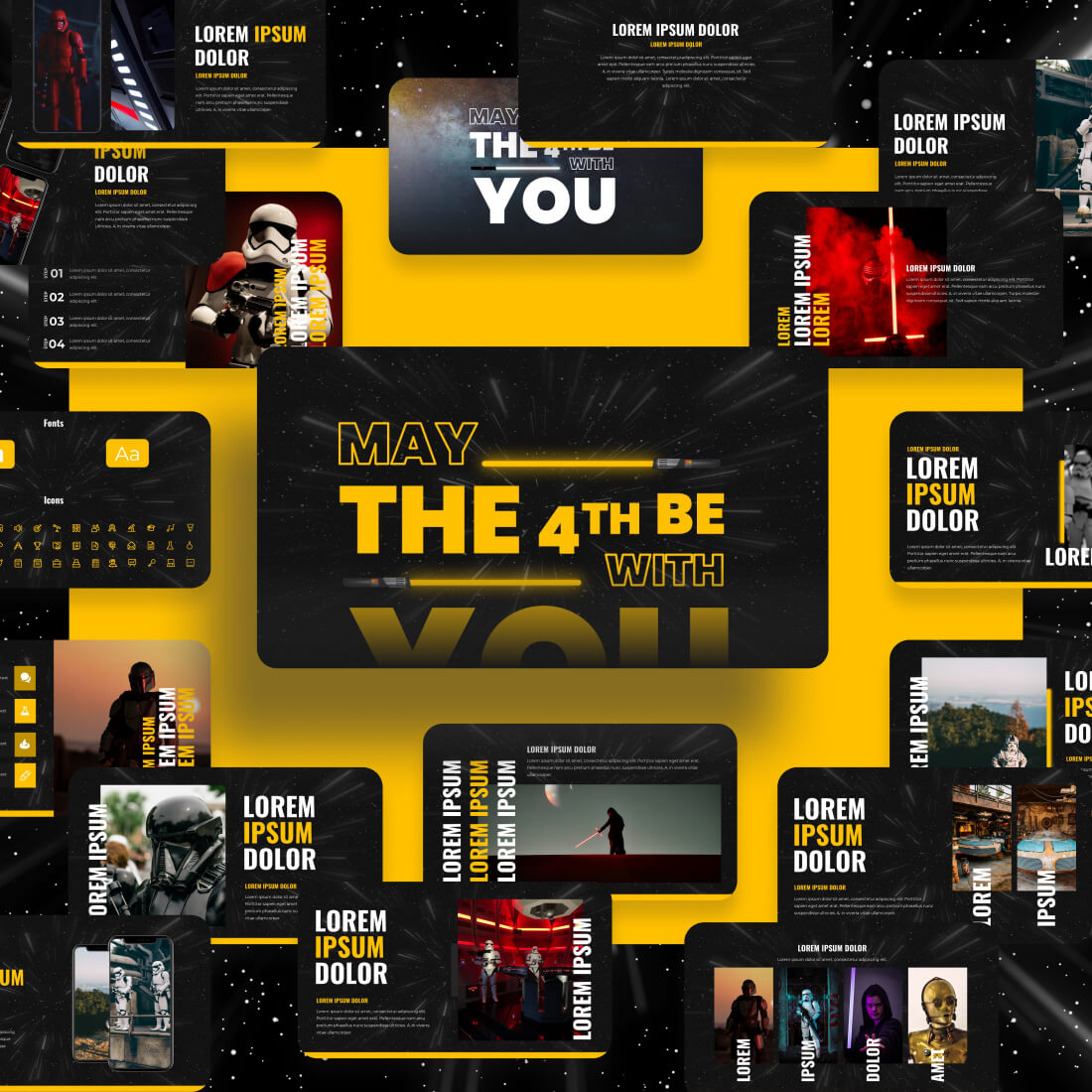 May4th Star Wars Powerpoint Template preview image.