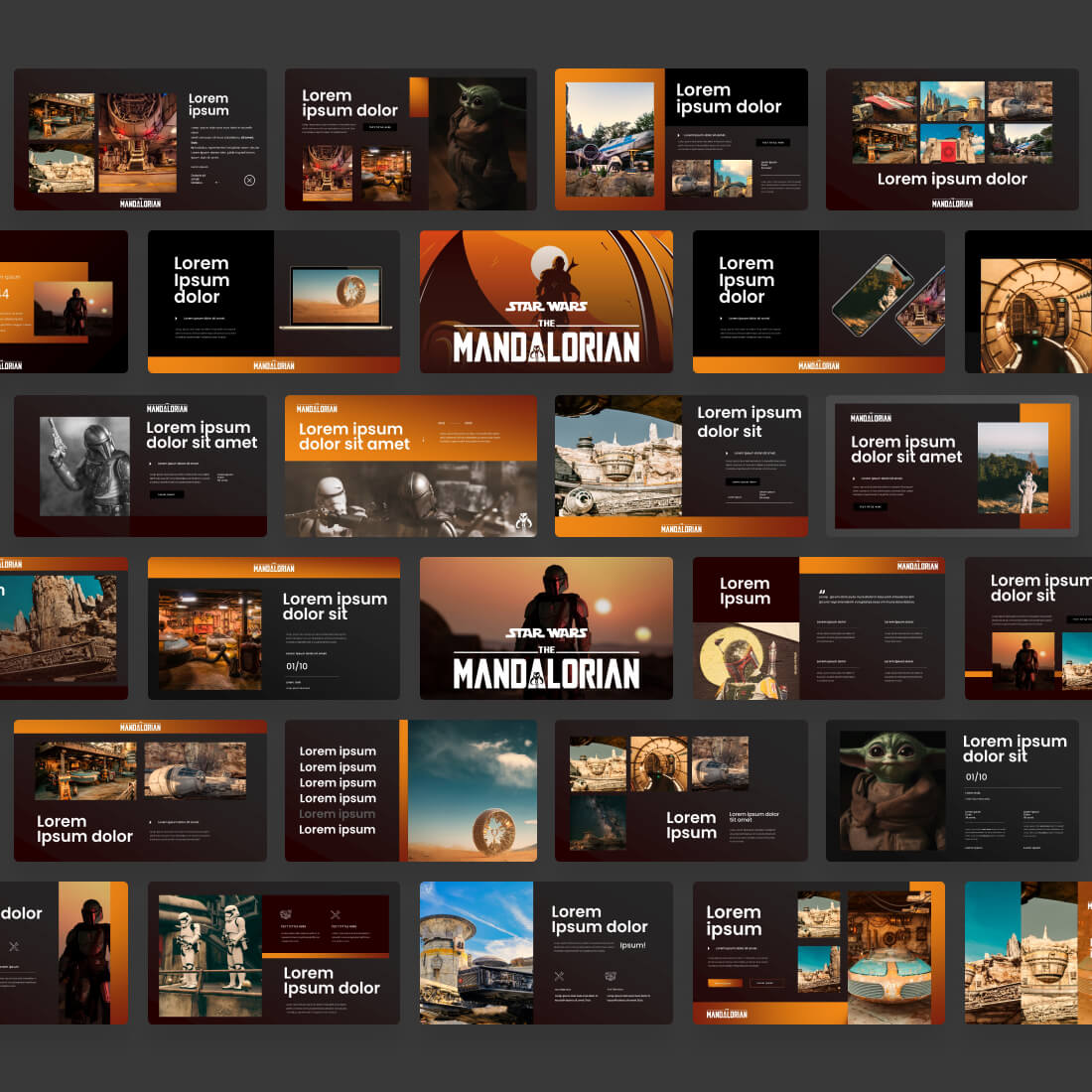 Mandalorian Star Wars Powerpoint Template preview image.