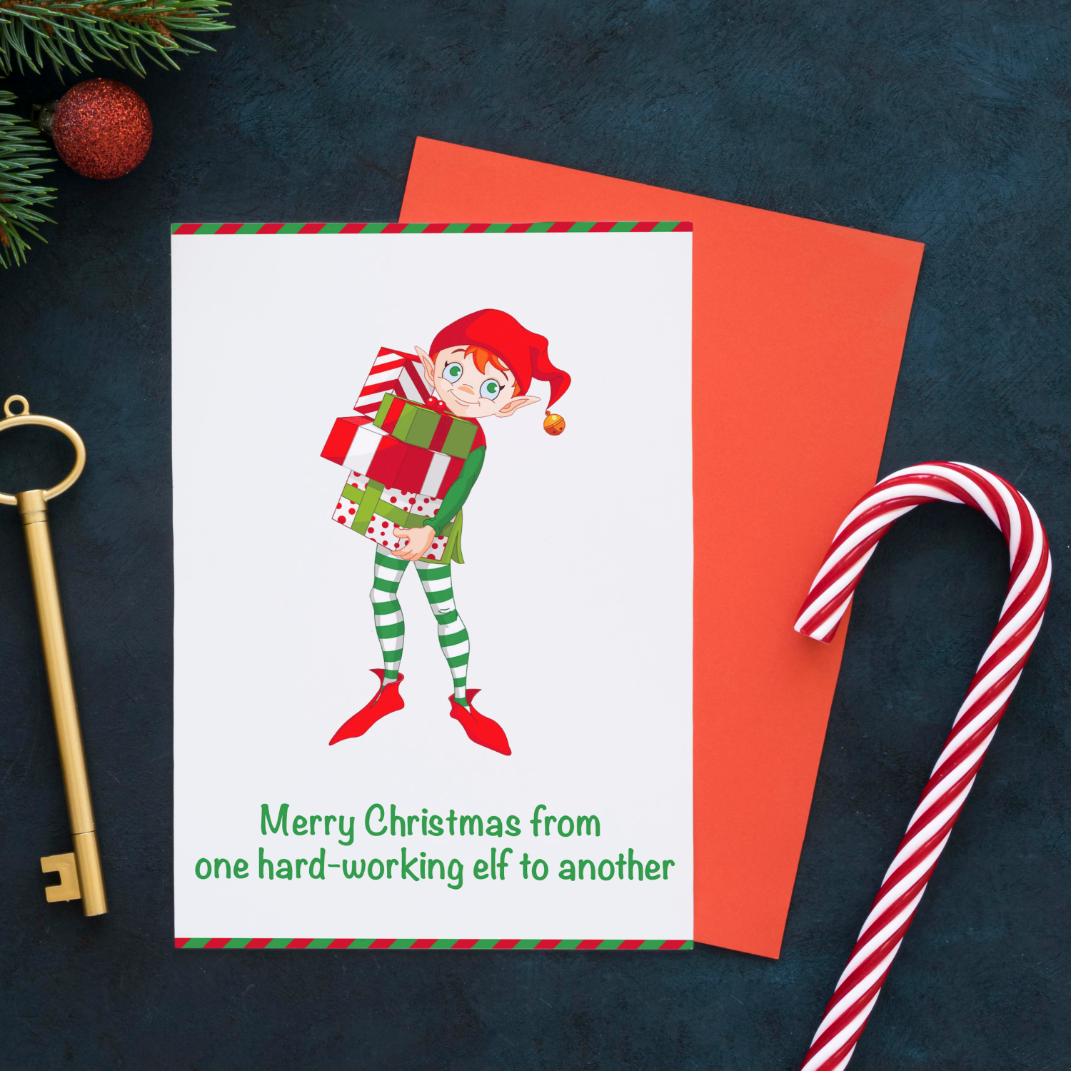 Free Christmas Card with Elf preview image.