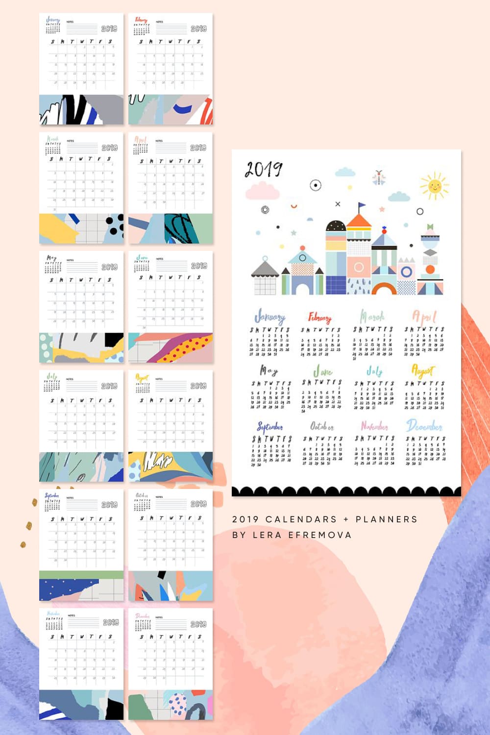 2019 calendars planners pinterest image.