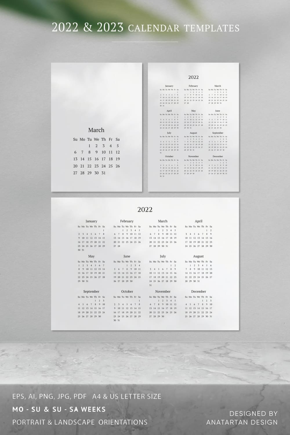 2022 2023 calendar templates pinterest image.
