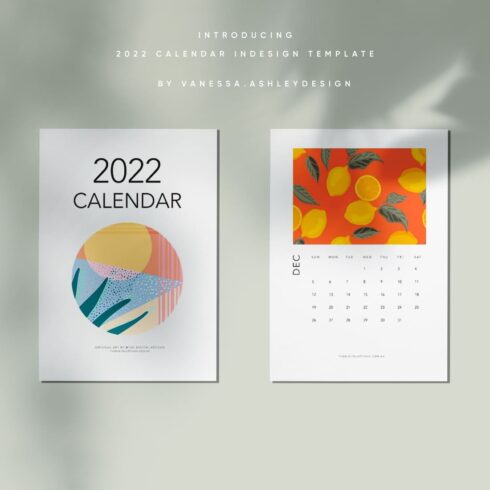 2022 calendar indesign template cover