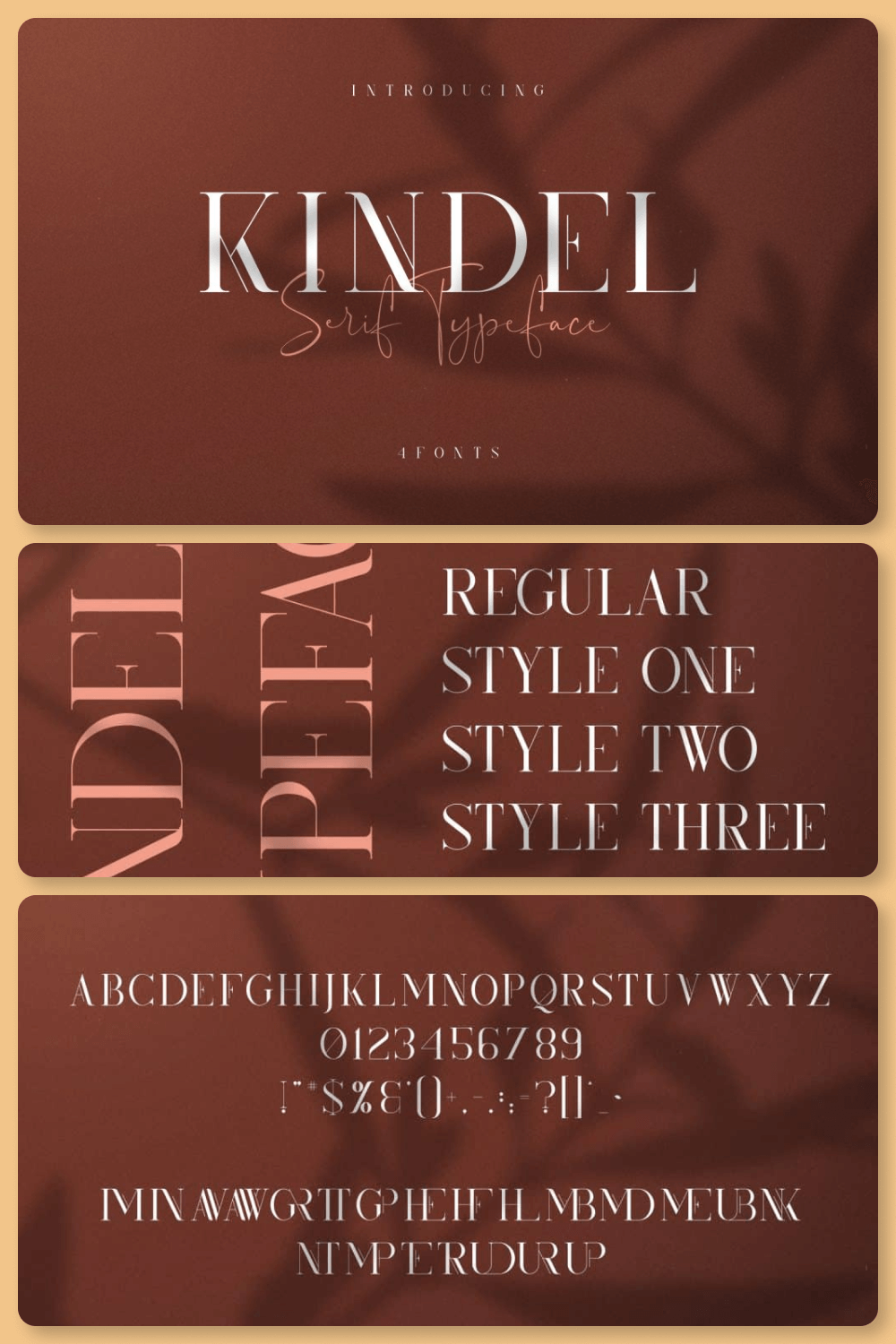 Kindel – Serif Typeface 4 Styles pinterest image.