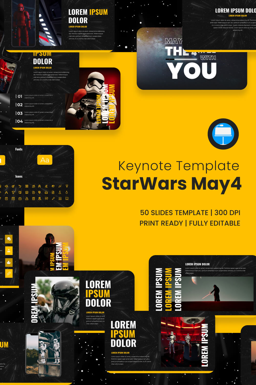 May4th Star Wars Keynote Template pinterest image.