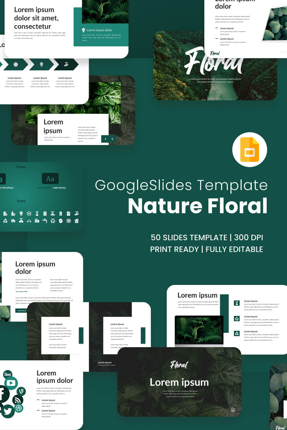 Nature Floral Google Slides Theme pinterest.