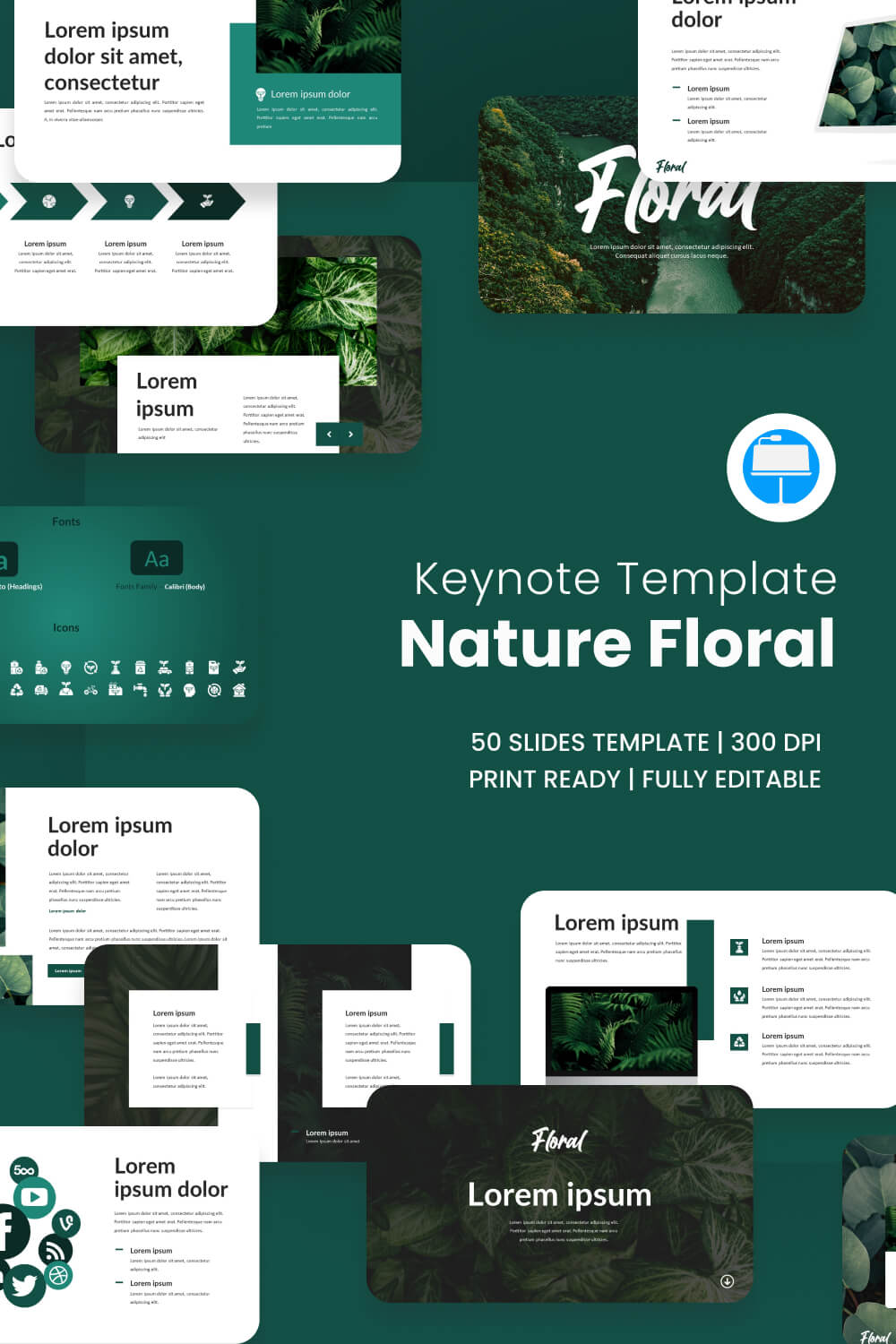 Nature Floral Keynote Template pinterest.
