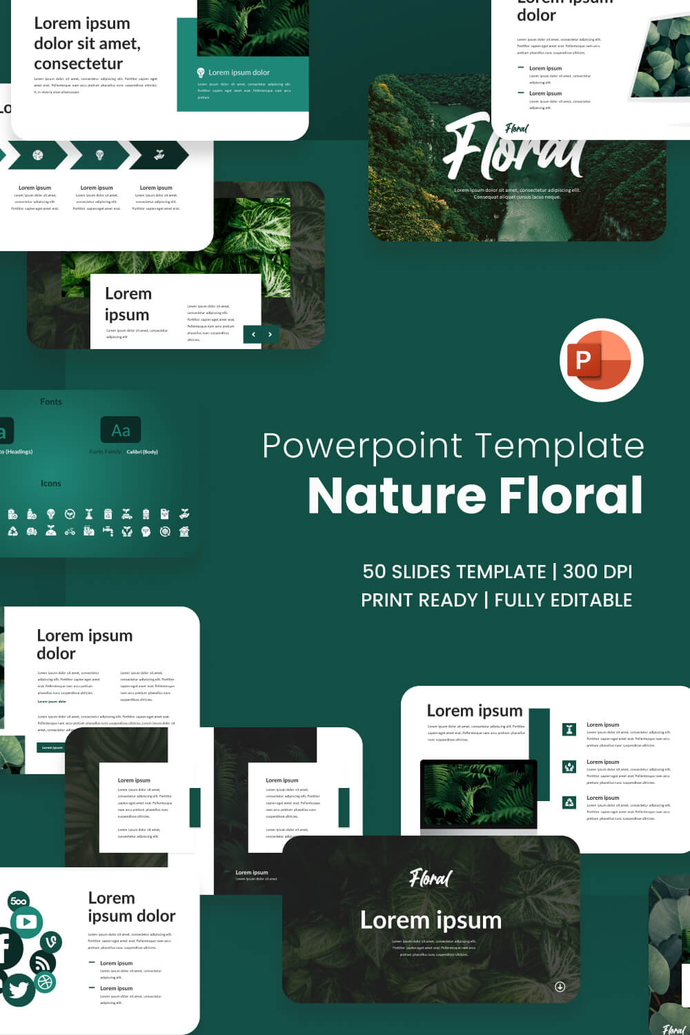 Nature Floral Powerpoint Template pinterest.