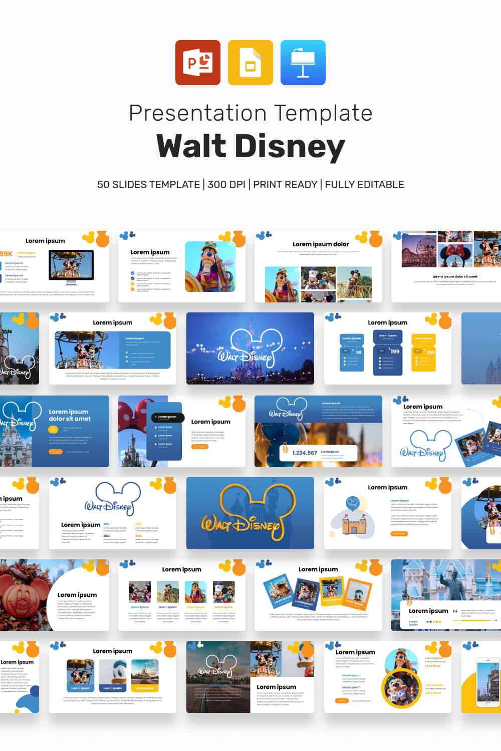 Walt Disney Presentation Template pinterest image.