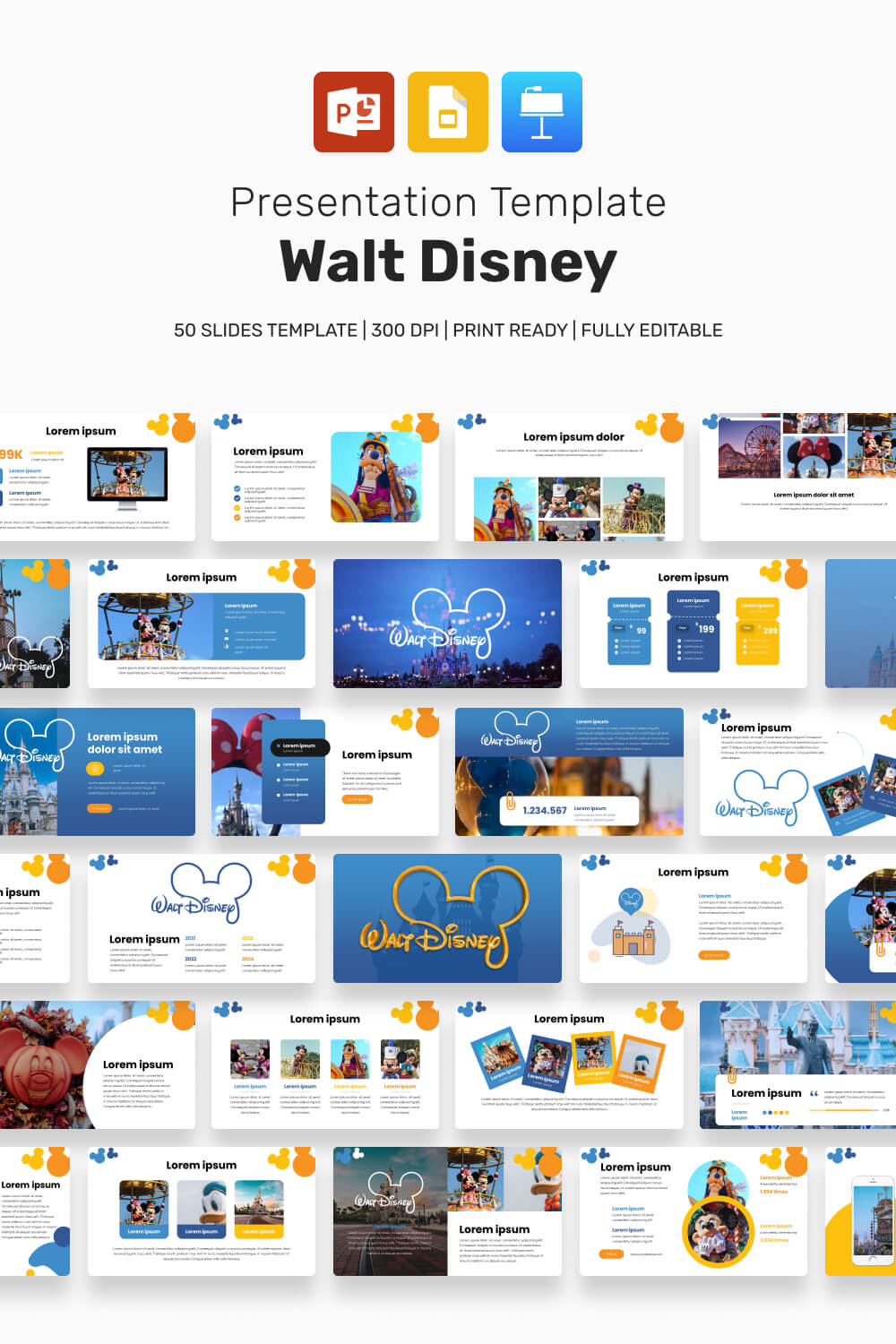 Walt Disney Presentation Template preview image.