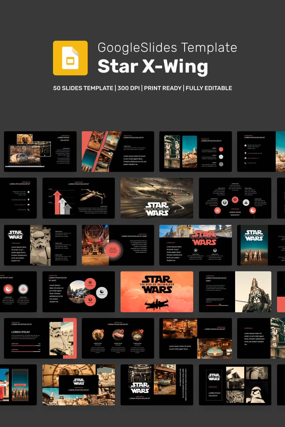 XWing Star Wars Google Slides Theme pinterest.