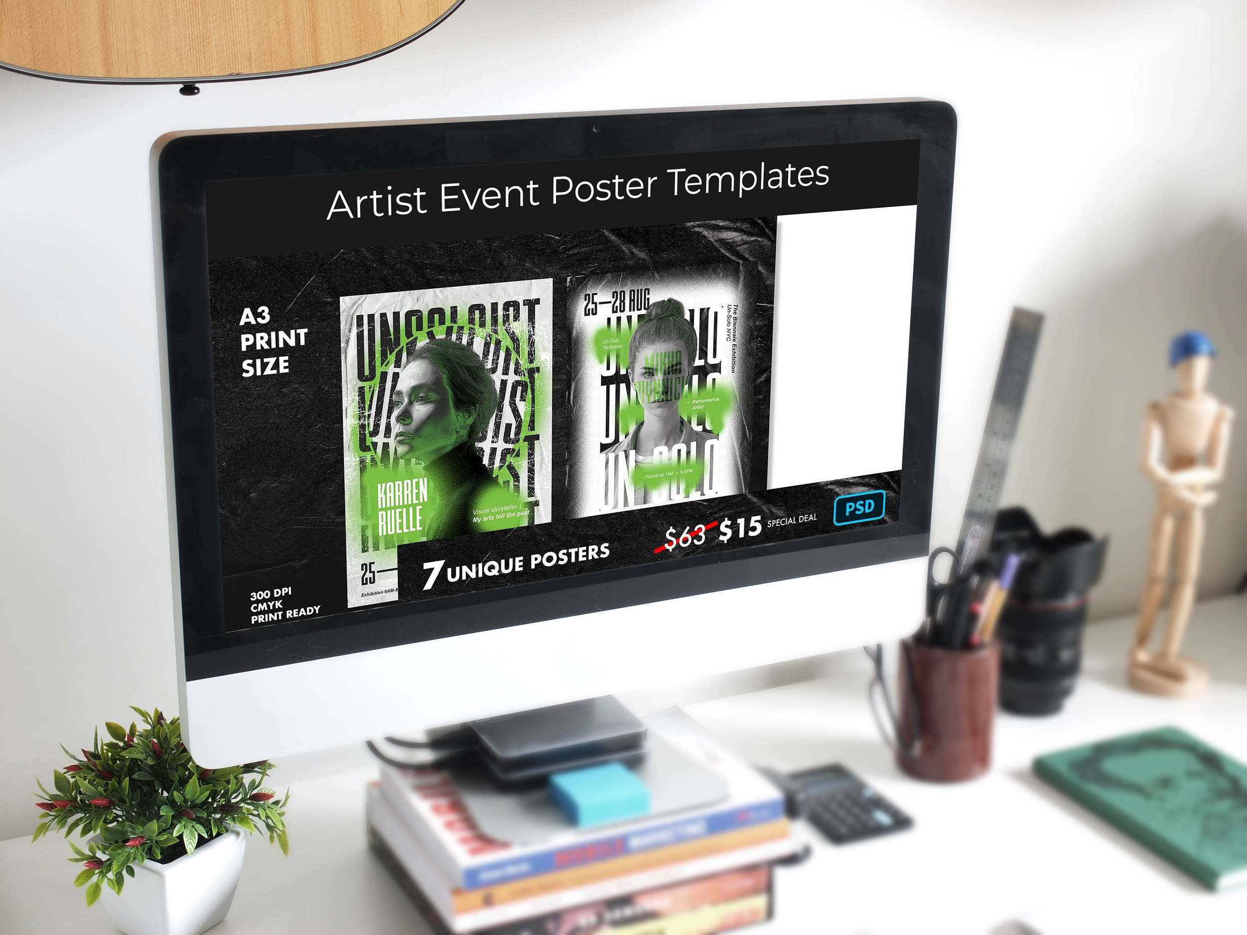 Artist Event Poster Templates desktop mockup.