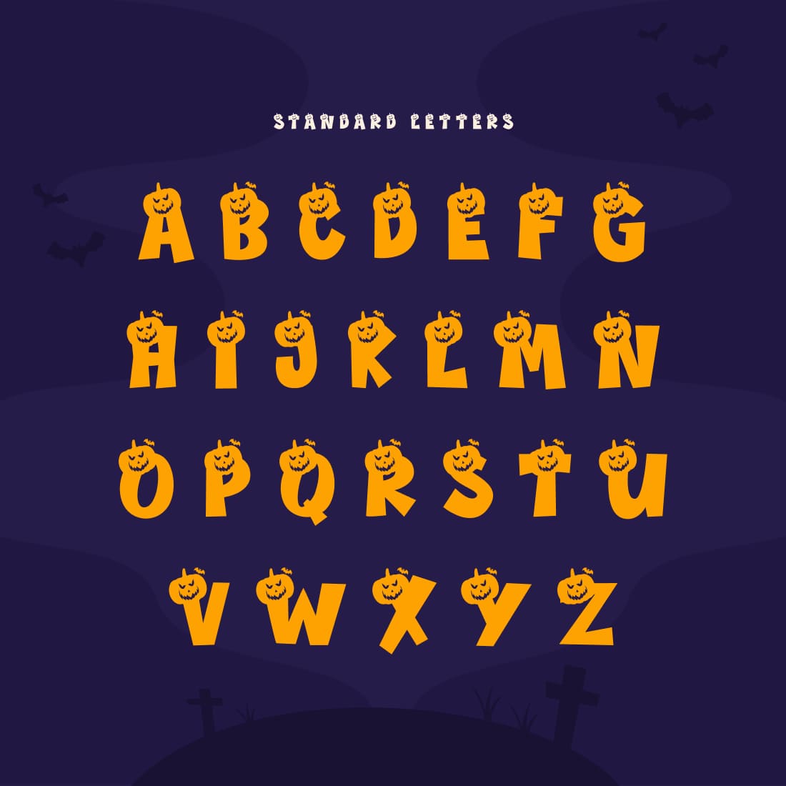 Bagonk Helloween Free Font MasterBundles Preview with Standart Letters.