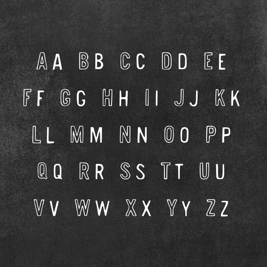 Dalliance Outline Sans Serif Font Alphabet Preview by MasterBundles.