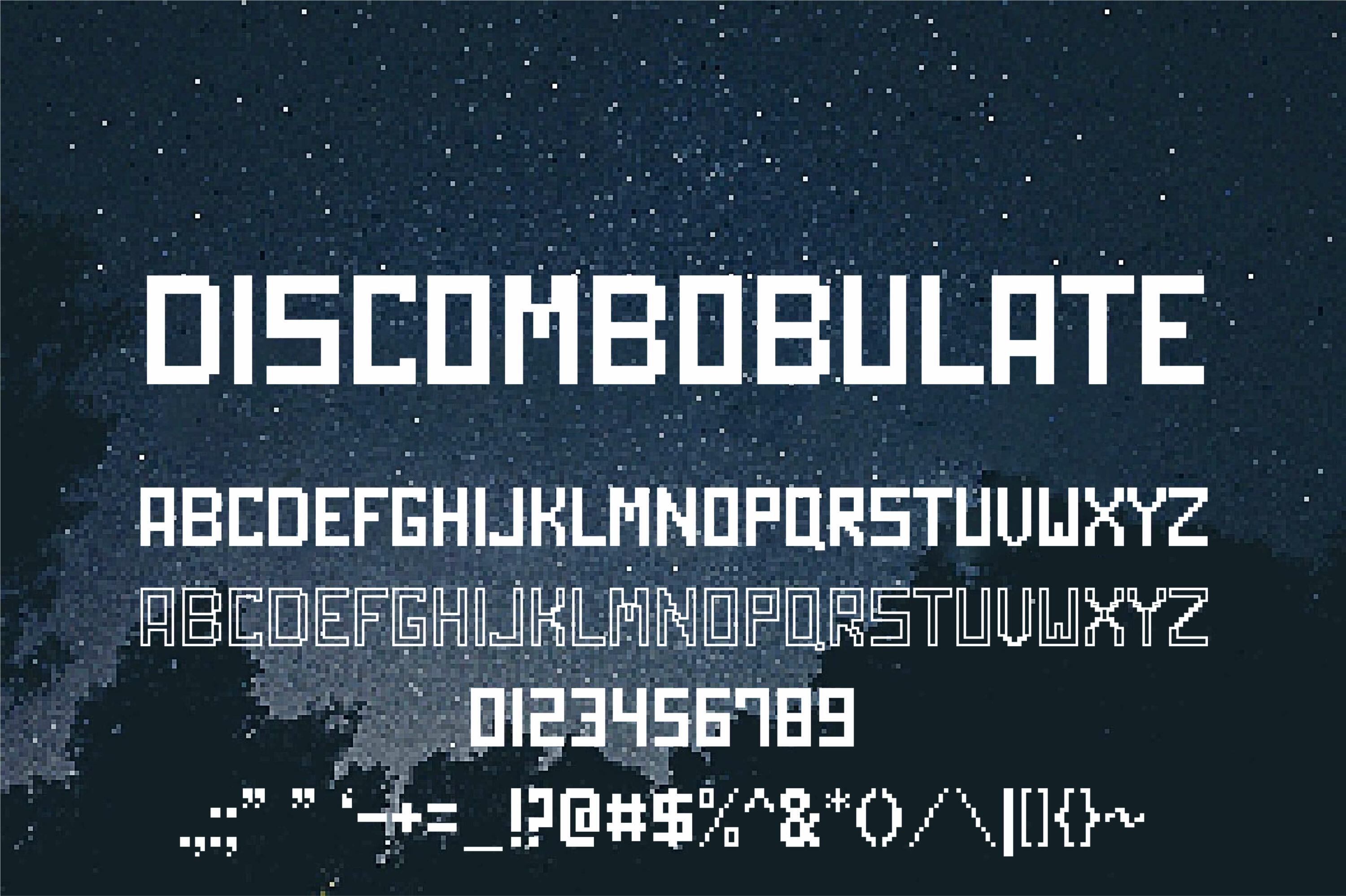 Discombobulate pixel font.