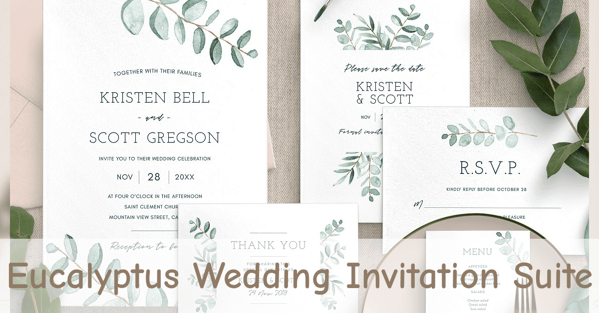 Eucalyptus Wedding Invitation Suite Facebook image.