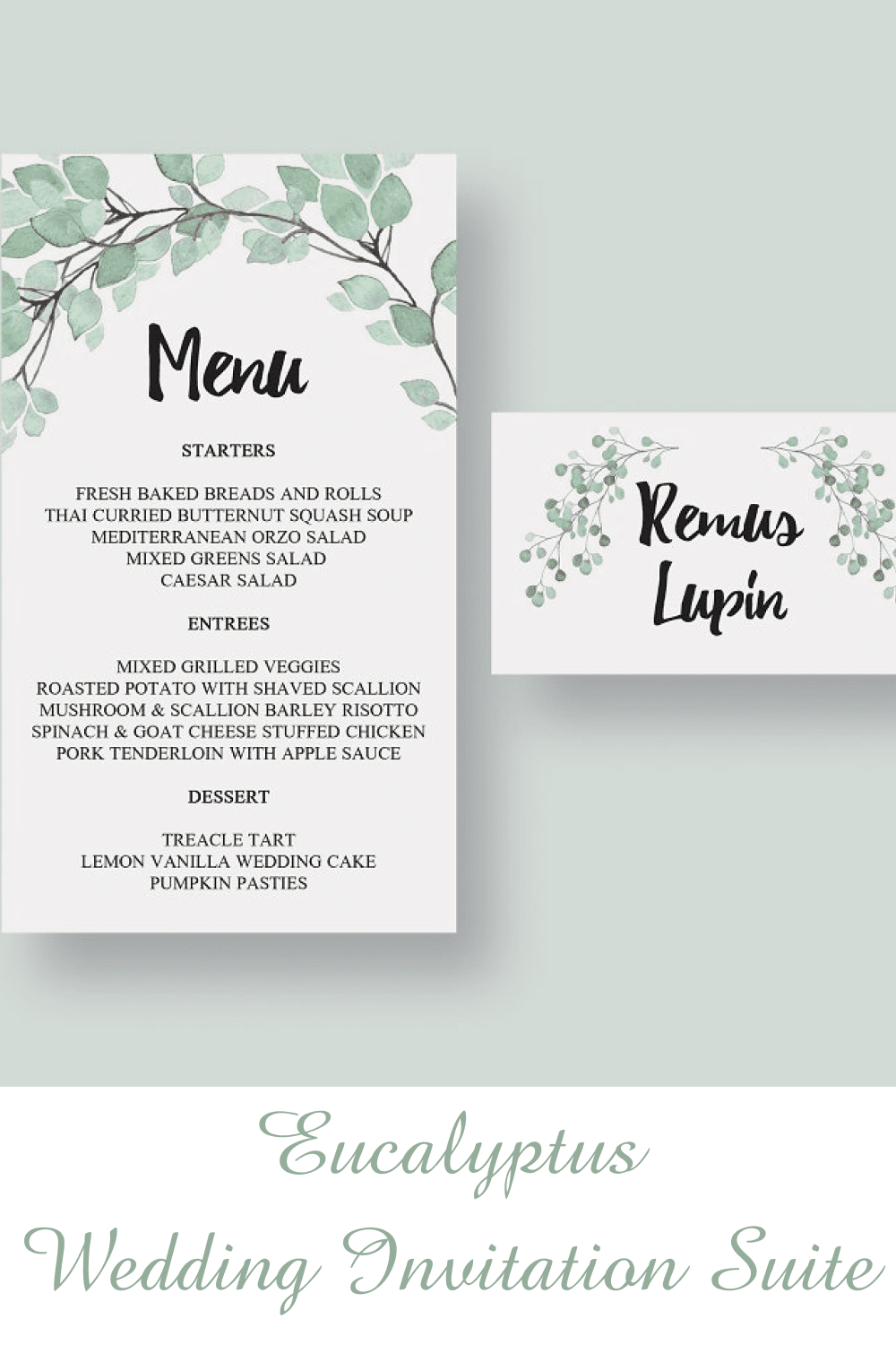 Eucalyptus Wedding Invitation Suite Pinterest image.