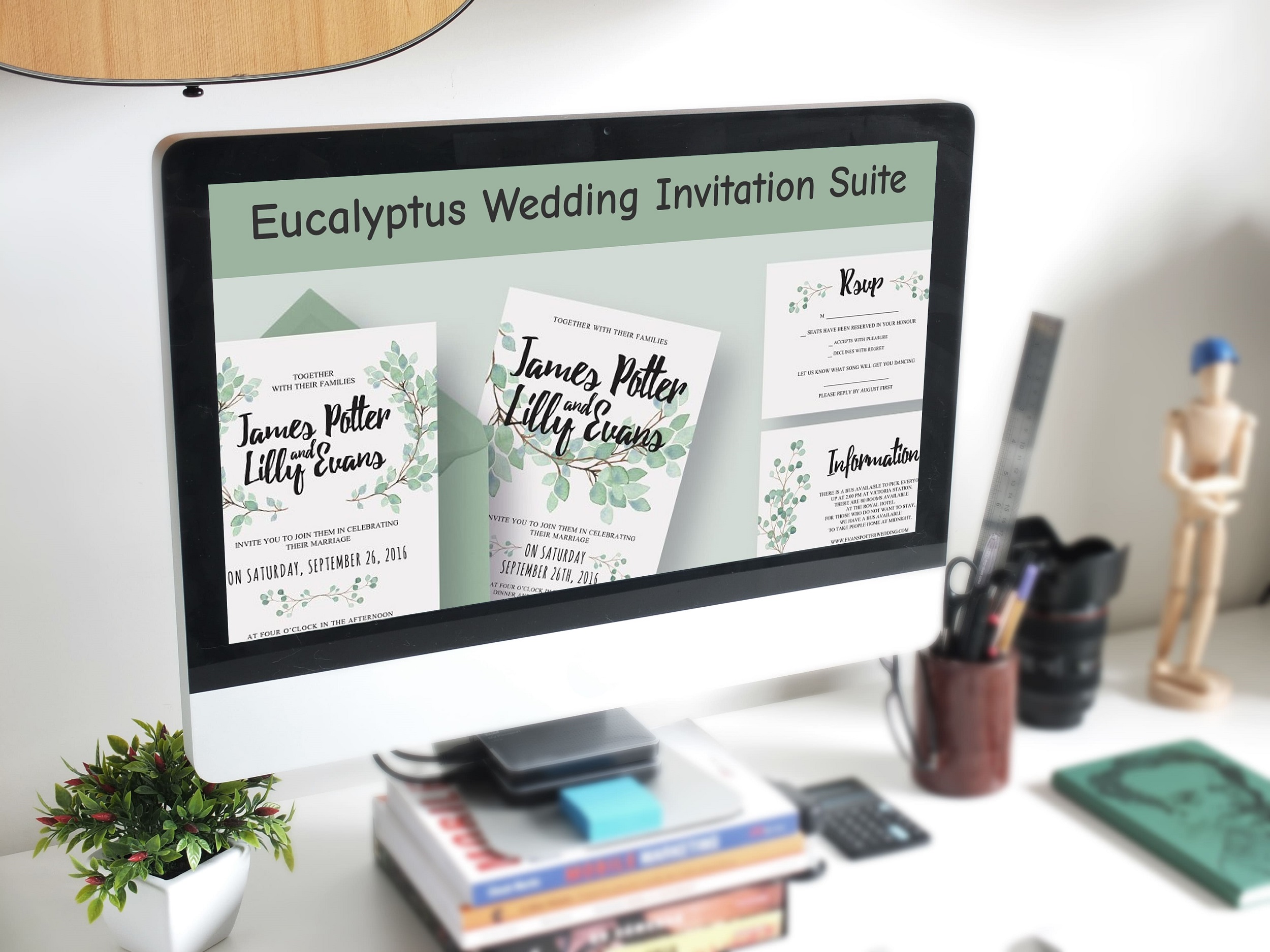 Eucalyptus Wedding Invitation Suite desktop 1