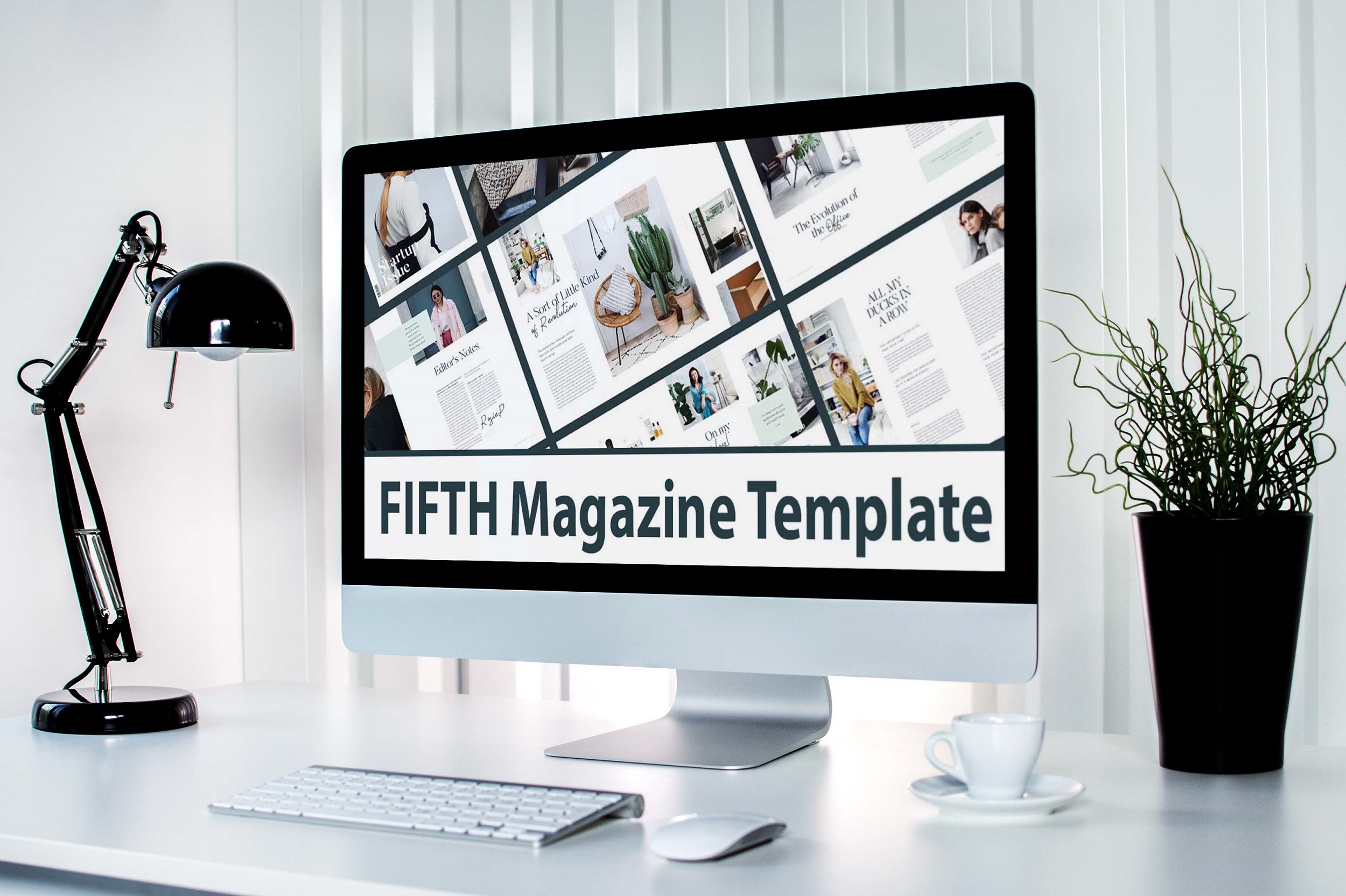 FIFTH Magazine Template computer mockup.
