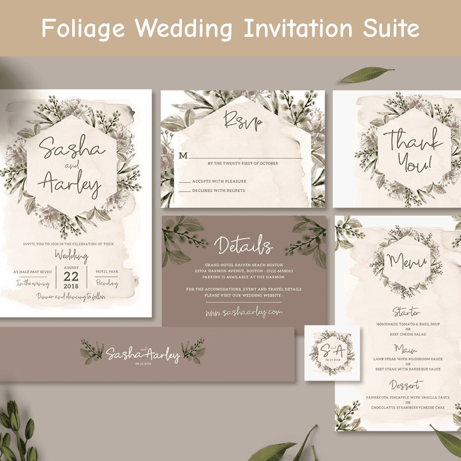 Foliage Wedding Invitation Suite cover image.