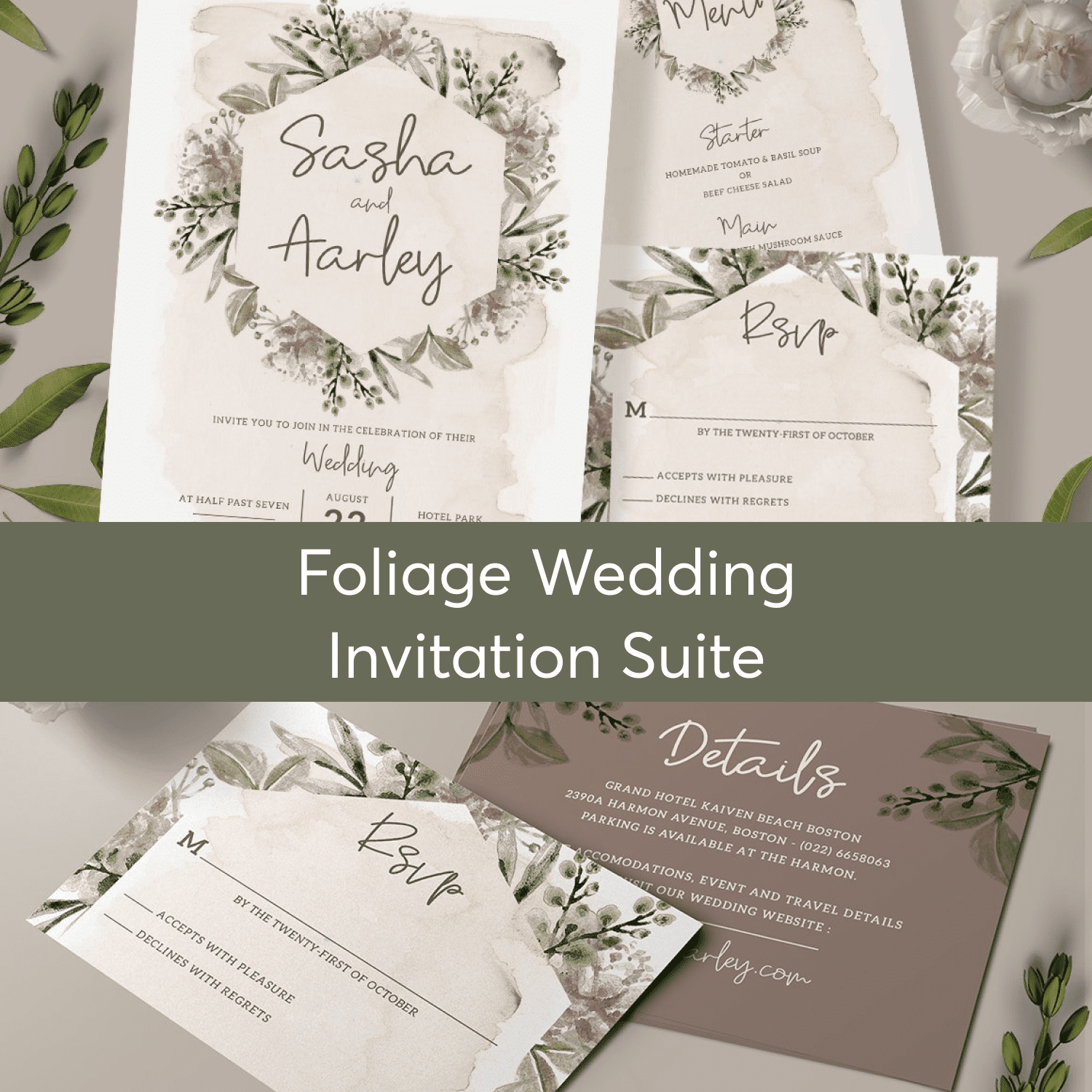 Foliage Wedding Invitation Suite preview 1500x1500 1