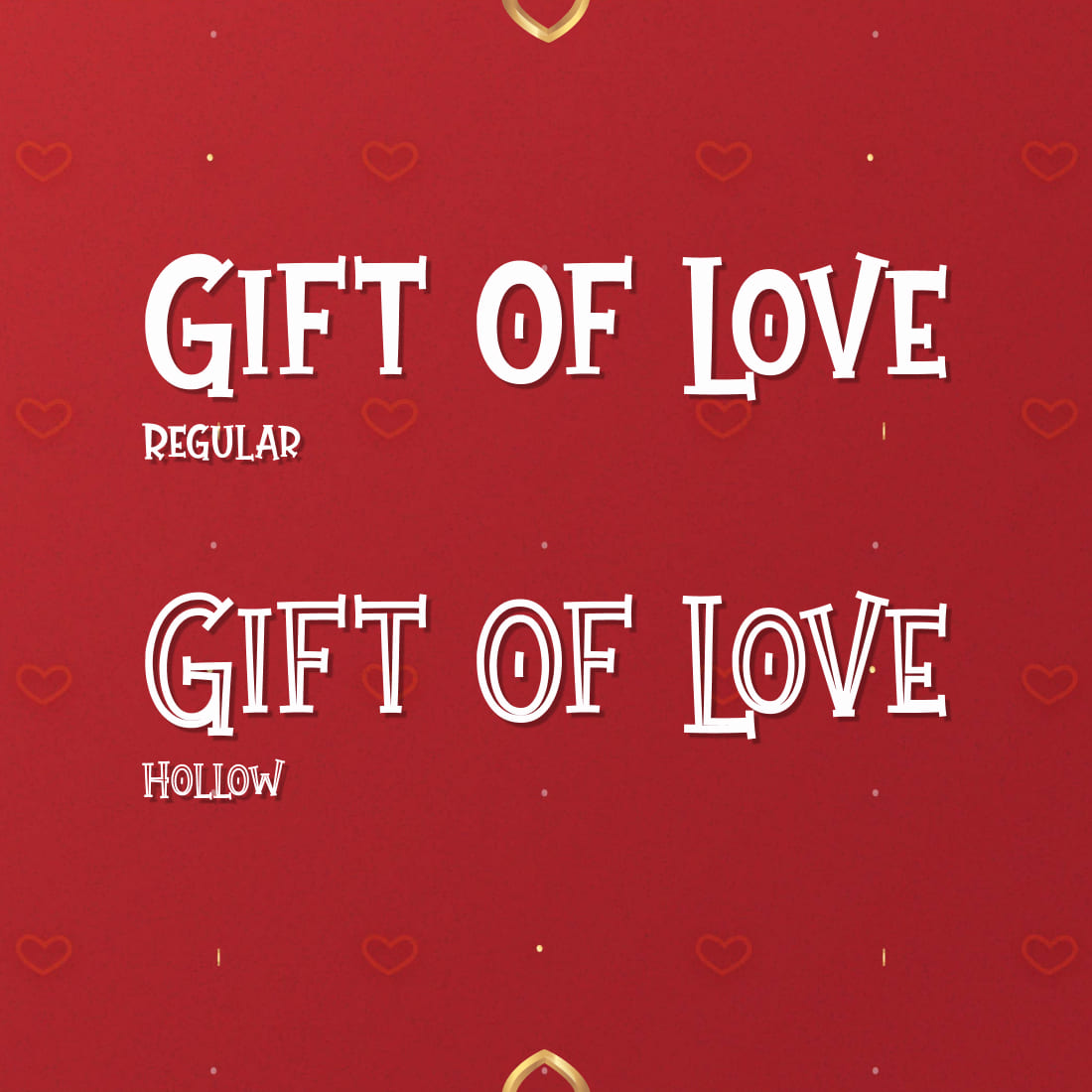 MasterBundles Gift Of Love Free Font Cover Image with Regular and Hollow.