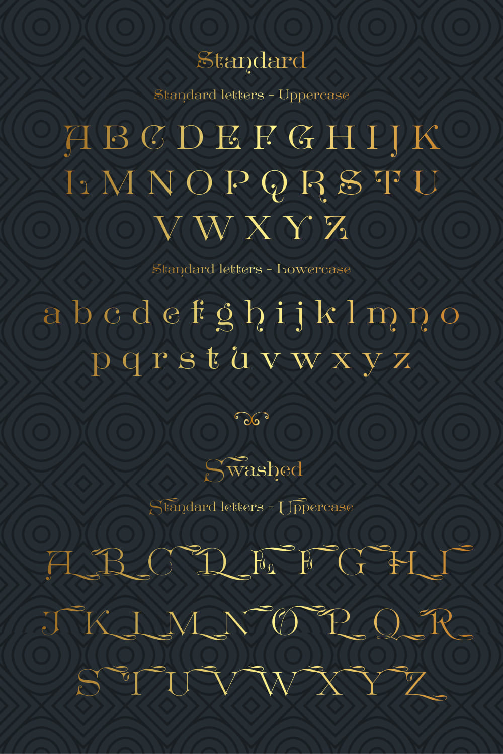 MasterBundles Great Victorian Free Font Pinterest Standart and Swashed Alplhabet Preview.